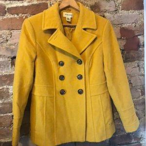 Cashmere & wool blend mustard pea coat